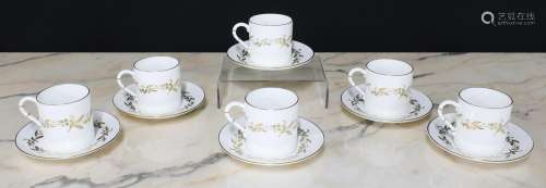 Set of six Royal Worcester Saguenay coffee cans and saucers,...