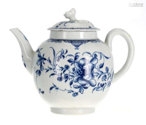 Worcester first period blue and white porcelain teapot, the ...