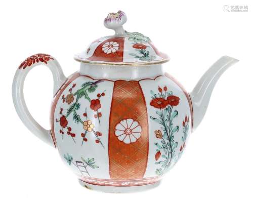 Worcester globular porcelain teapot and cover painted in the...