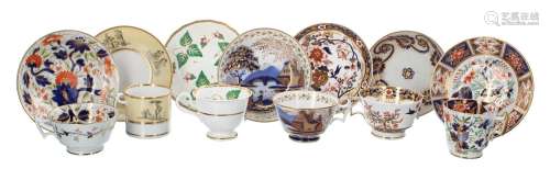Six 19th century English porcelain cups and saucers, to incl...