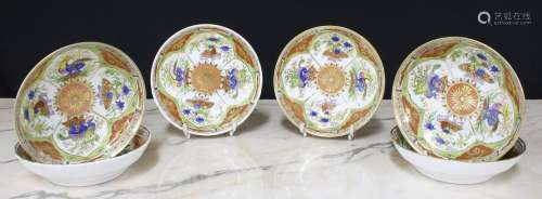 Set of six Chamberlains Worcester Dragon in Compartment patt...