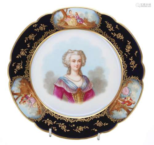 Sevres porcelain cabinet portrait plate,centrally decorated ...