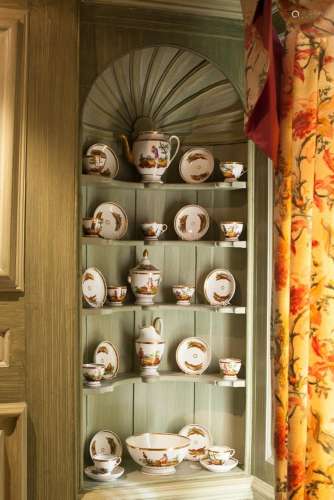 19th century Paris porcelain tea and coffee service, painted...