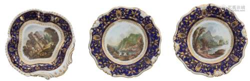 Pair of 19th century Bloor Derby porcelain dessert plates an...