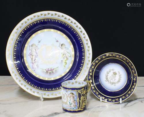Sevres Chateau des Tuileries porcelain cabinet plate, decora...