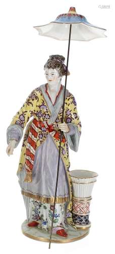 Berlin porcelain figure of a Japanese lady standing holding ...