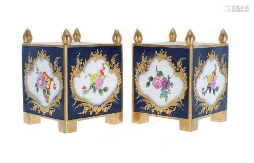 After Sevres - a pair of miniature porcelain vases of a cais...