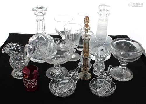 Group of antique and later glassware to include a 19th centu...