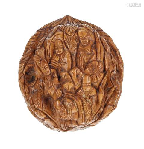 Chinese carved walnut, profusely decorated with figures, 1.5