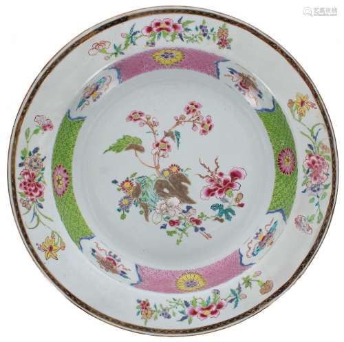 Large Chinese export famille rose porcelain circular shallow...