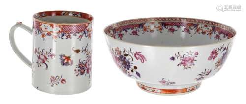 Chinese export porcelain famille rose circular punch bowl,pa...