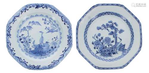 Two Chinese export Nanking blue and white porcelain plates, ...