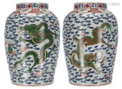 Good pair of large Chinese porcelain vases converted to tabl...