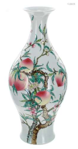 Chinese porcelain vase, painted with bats and peaches, beari...