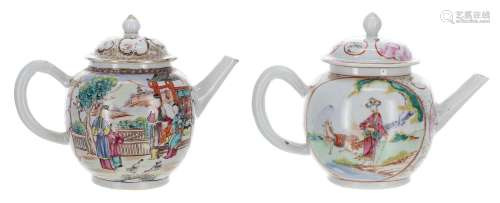 Chinese export famille rose porcelain teapot and cover,depic...
