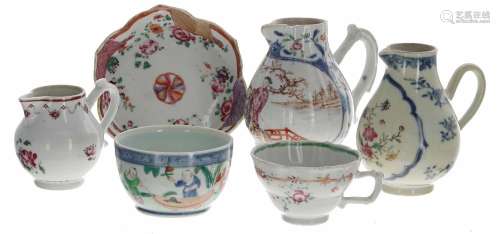 Selection of Chinese export porcelain to include three jugs,...