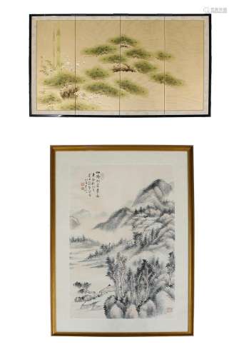Kiyohiko Nishida (born 1937)- Pine tree, bamboo and plum blo...