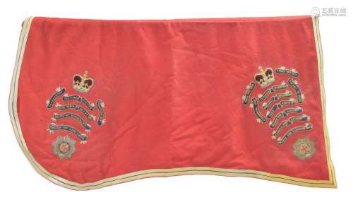 Household Cavalry Life Guards red saddle cloth, with gilt an...