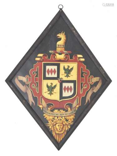 English School - painted hatchment with heraldry