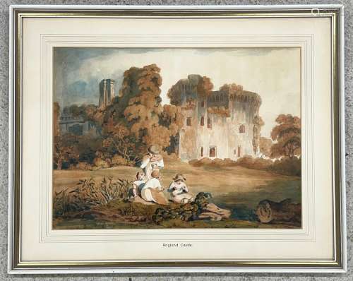 Circle of David Cox (1783-1859)- Raglan Castle, Wales, child...