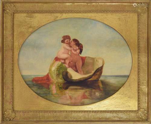 Followerof William Etty (19th century) - two Putti seated in...