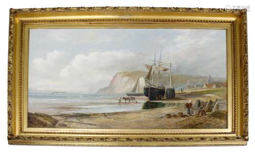 H* Watson (19th century) -a coastal scene at low tide with f...