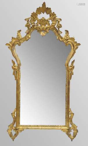 Ornate Rococogiltwood shaped wall mirror, 42 high, 22 wide