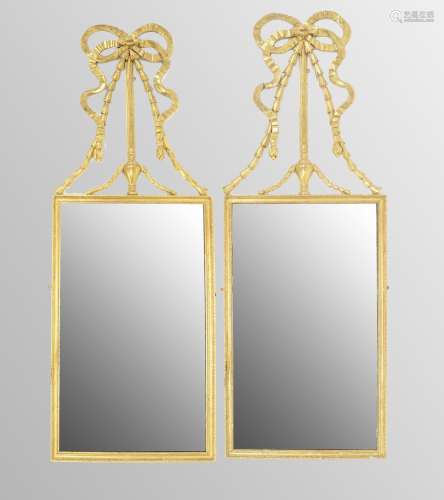 Good pair of decorative gilded rectangular wall mirrors,each...