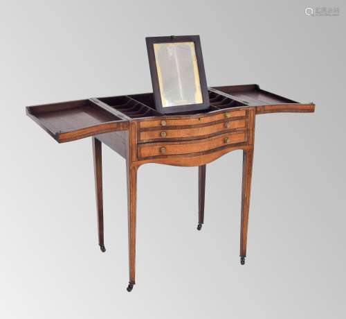 Georgian mahogany and satinwood serpentine washstand,the cro...