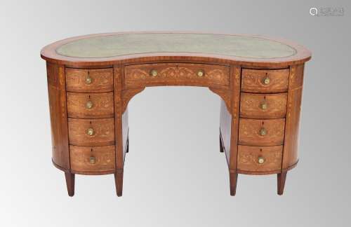 Attractive Edwardian mahogany, satinwood and floral marquetr...