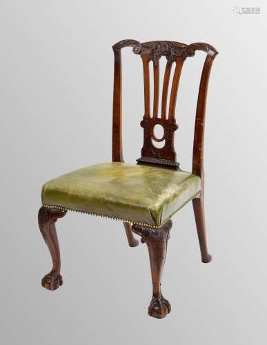 Georgian period Chippendale design mahogany library chair, t...