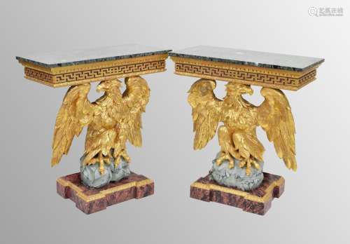 Pair of impressive giltwood console tables in the George II ...