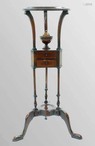 Georgian style mahogany tripod basin washstand inset with tw...