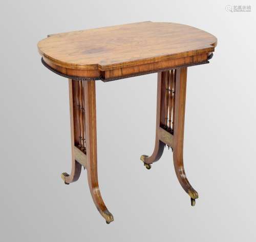 Regency rosewood and brass inlaid side table attributed to G...