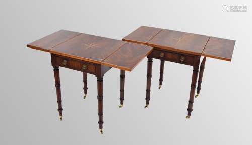 Pair of reproduction mahogany square occasional tables in th...