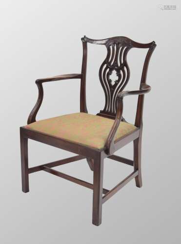 Georgian mahogany carver chair in the Chippendale manner, th...