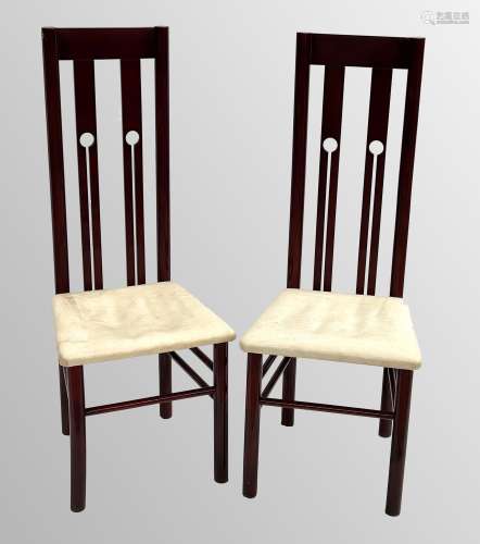 Pair of decorative modern lacquered high back chairs in the ...