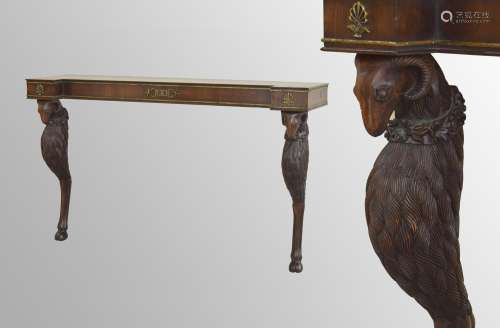 19th century mahogany and rosewood reverse breakfront consol...