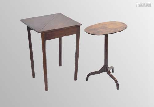 19th century oval mahogany occasional tripod table, 20 x 13....