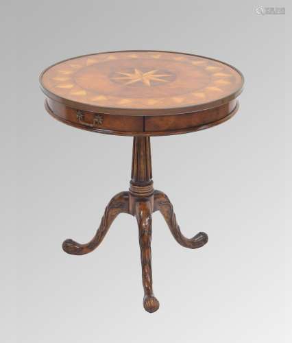 Good quality reproduction parquetry inlaid drum occasional t...