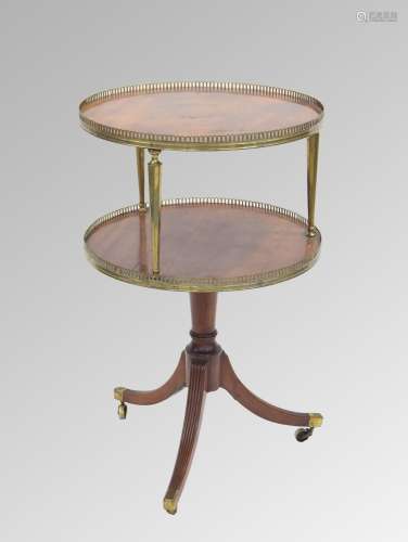 Regency mahogany and gilt brass mounted two tier dumb waiter...