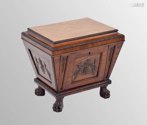 Fine Regency mahogany cellarette, of sarcophagus form with a...