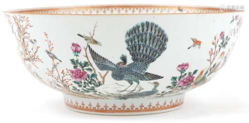 Chinese Mandarin porcelain punch bowl hand painted in the fa...