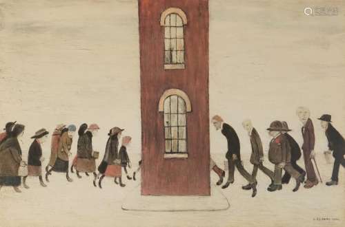 Laurence Stephen Lowry - The Meeting Point, pencil signed of...