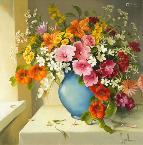 Mary Dipnall - Still life flowers in a vase, oil on canvas, ...