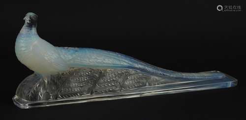 Verlys, large French Art Deco frosted opaline glass pheasant...