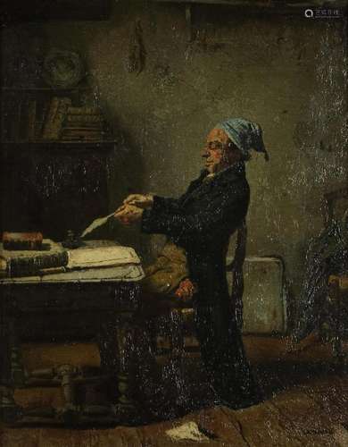 After Franz Meerts - The Old Attorney, Belgian school oil on...