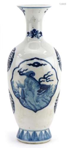 Chinese blue and white porcelain vase hand painted with myth...
