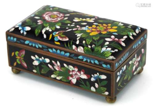 Japanese cloisonne casket enamelled with butterflies amongst...