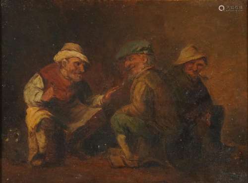 Three seated figures, one smoking a pipe, 18th/19th century ...